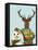 Deer in Christmas Sweater with Snowman-Fab Funky-Framed Stretched Canvas