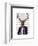 Deer in Evening Suit, Portrait-Fab Funky-Framed Art Print