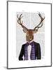 Deer in Evening Suit, Portrait-Fab Funky-Mounted Art Print