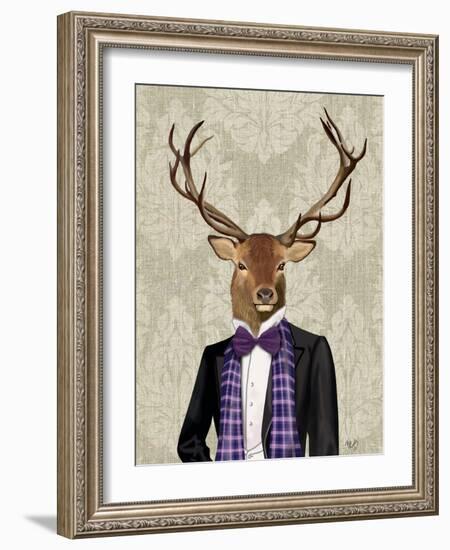 Deer in Evening Suit, Portrait-Fab Funky-Framed Art Print