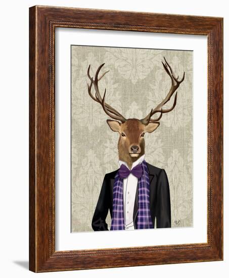 Deer in Evening Suit, Portrait-Fab Funky-Framed Art Print