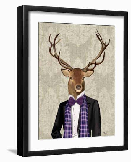 Deer in Evening Suit, Portrait-Fab Funky-Framed Art Print