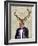 Deer in Evening Suit, Portrait-Fab Funky-Framed Art Print