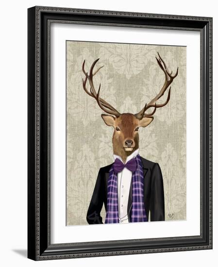 Deer in Evening Suit, Portrait-Fab Funky-Framed Art Print