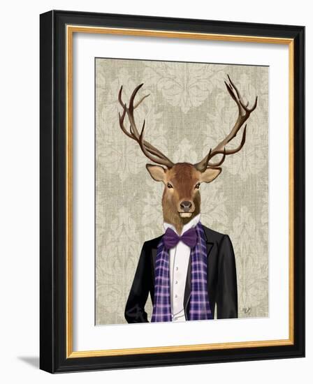 Deer in Evening Suit, Portrait-Fab Funky-Framed Art Print