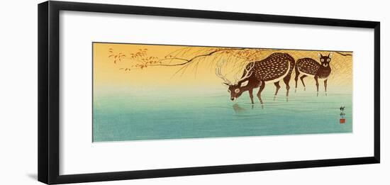 Deer in Shallow Water-Koson Ohara-Framed Giclee Print