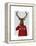 Deer in Ski Sweater-Fab Funky-Framed Stretched Canvas