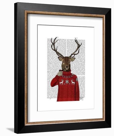 Deer in Ski Sweater-Fab Funky-Framed Premium Giclee Print