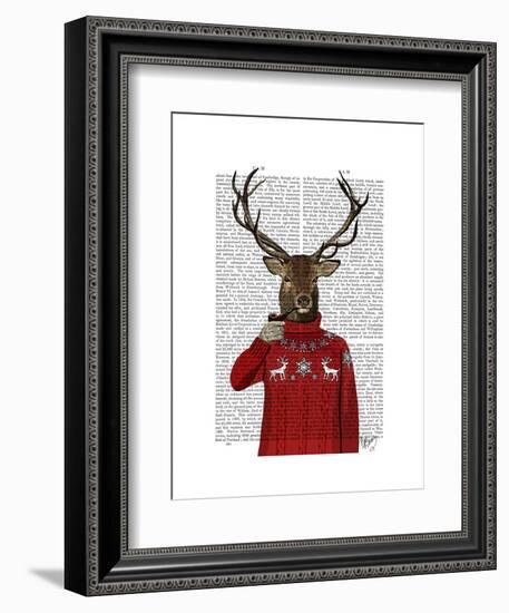 Deer in Ski Sweater-Fab Funky-Framed Premium Giclee Print