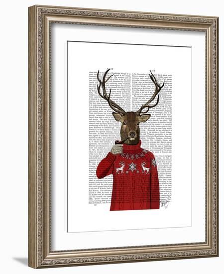 Deer in Ski Sweater-Fab Funky-Framed Premium Giclee Print
