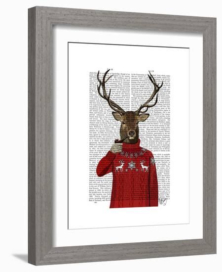 Deer in Ski Sweater-Fab Funky-Framed Premium Giclee Print