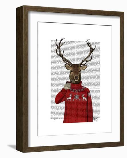 Deer in Ski Sweater-Fab Funky-Framed Premium Giclee Print