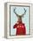 Deer in Ski Sweater-Fab Funky-Framed Stretched Canvas