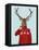 Deer in Ski Sweater-Fab Funky-Framed Stretched Canvas