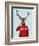 Deer in Ski Sweater-Fab Funky-Framed Art Print