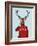 Deer in Ski Sweater-Fab Funky-Framed Art Print