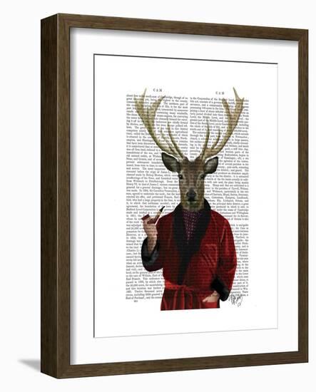 Deer in Smoking Jacket-Fab Funky-Framed Premium Giclee Print