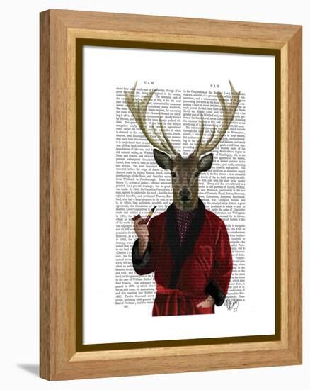 Deer in Smoking Jacket-Fab Funky-Framed Stretched Canvas