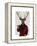 Deer in Smoking Jacket-Fab Funky-Framed Stretched Canvas