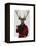 Deer in Smoking Jacket-Fab Funky-Framed Stretched Canvas