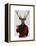 Deer in Smoking Jacket-Fab Funky-Framed Stretched Canvas