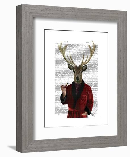 Deer in Smoking Jacket-Fab Funky-Framed Art Print