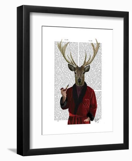 Deer in Smoking Jacket-Fab Funky-Framed Art Print