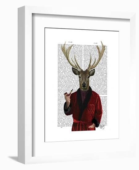 Deer in Smoking Jacket-Fab Funky-Framed Art Print