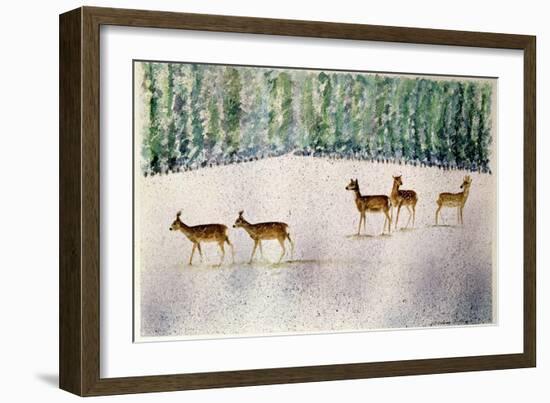 Deer in Snow-Suzi Kennett-Framed Giclee Print