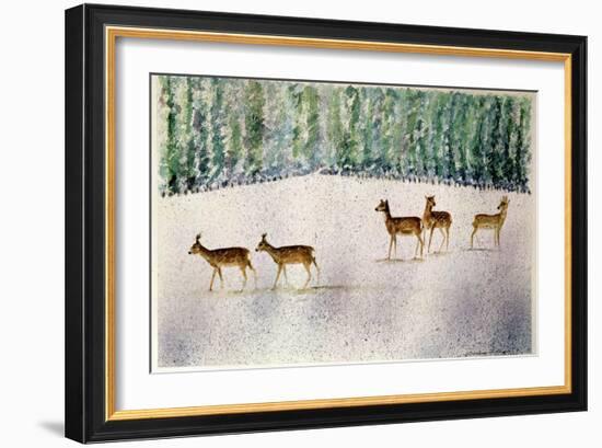 Deer in Snow-Suzi Kennett-Framed Giclee Print