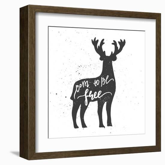 Deer Lettering Poster-zapolzun-Framed Art Print