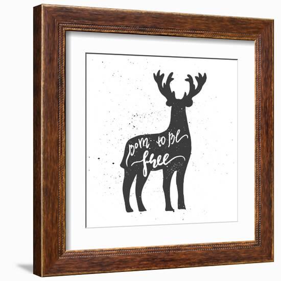 Deer Lettering Poster-zapolzun-Framed Art Print