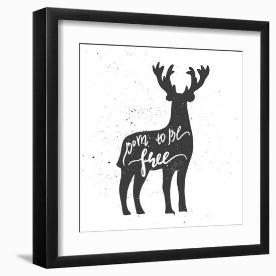 Deer Lettering Poster-zapolzun-Framed Art Print