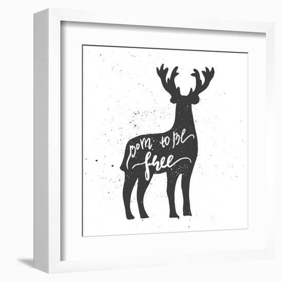 Deer Lettering Poster-zapolzun-Framed Art Print