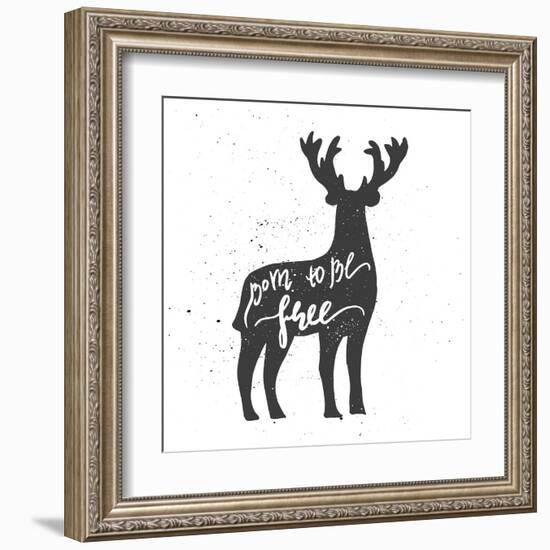 Deer Lettering Poster-zapolzun-Framed Art Print