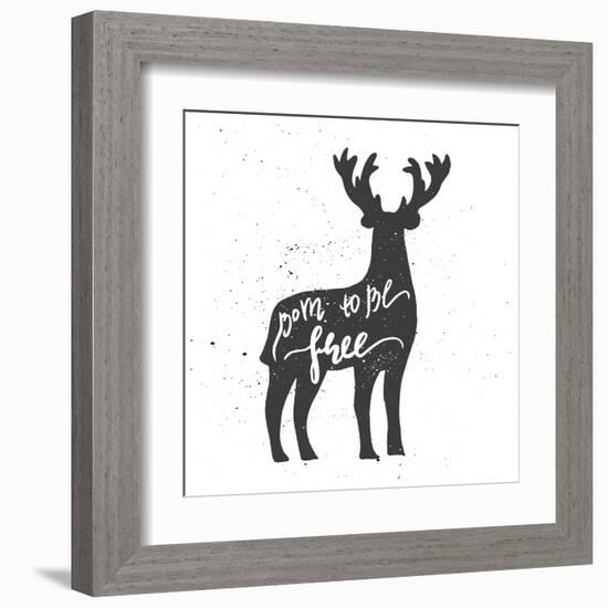 Deer Lettering Poster-zapolzun-Framed Art Print