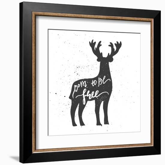 Deer Lettering Poster-zapolzun-Framed Art Print