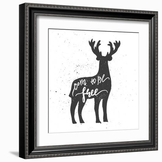 Deer Lettering Poster-zapolzun-Framed Art Print