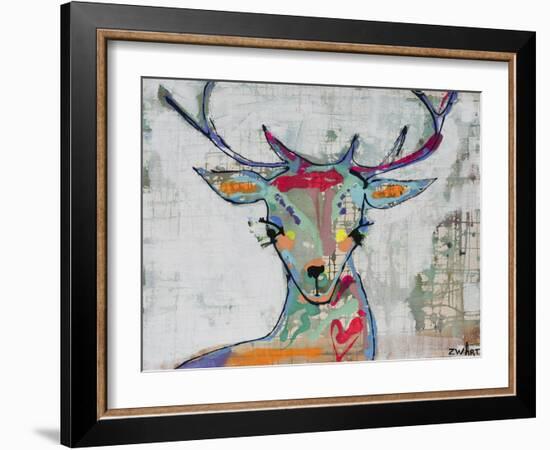 Deer Mist-Zwart-Framed Giclee Print
