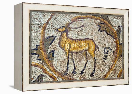 Deer mosaic, New House Of Hunt, Bulla Regia Archaeological Site, Tunisia-Nico Tondini-Framed Premier Image Canvas