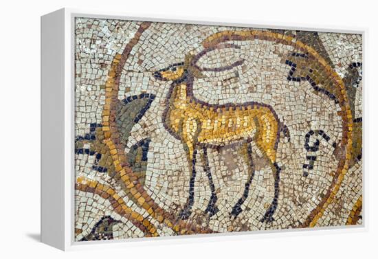 Deer mosaic, New House Of Hunt, Bulla Regia Archaeological Site, Tunisia-Nico Tondini-Framed Premier Image Canvas