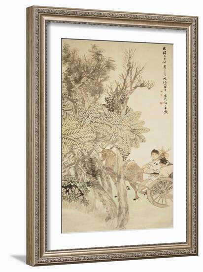 Deer Pulling a Chariot, 1889-Ren Yi-Framed Giclee Print