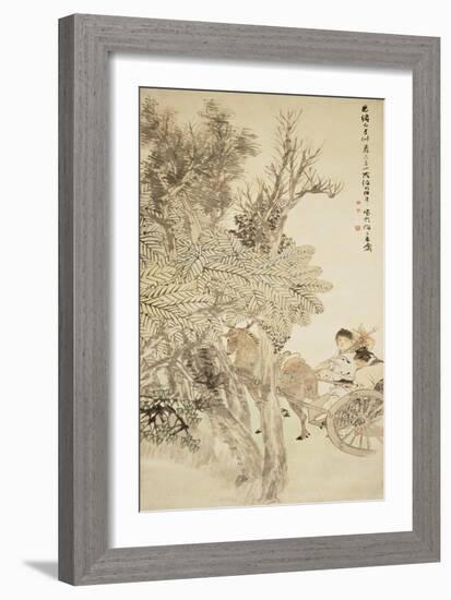 Deer Pulling a Chariot, 1889-Ren Yi-Framed Giclee Print