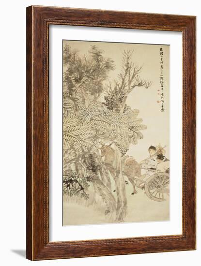 Deer Pulling a Chariot, 1889-Ren Yi-Framed Giclee Print