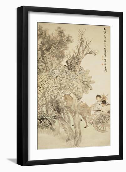 Deer Pulling a Chariot, 1889-Ren Yi-Framed Giclee Print