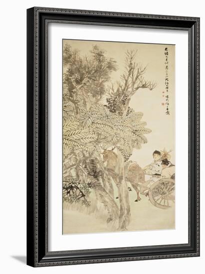 Deer Pulling a Chariot, 1889-Ren Yi-Framed Giclee Print