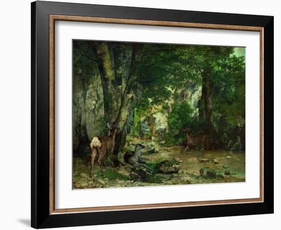 Deer Reserve at Plaisir Fontaine, 1866-Gustave Courbet-Framed Giclee Print