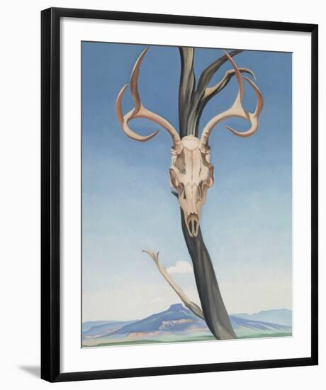 Deer's Skull with Pedernal-Georgia O'Keeffe-Framed Art Print