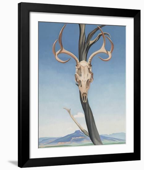 Deer's Skull with Pedernal-Georgia O'Keeffe-Framed Art Print