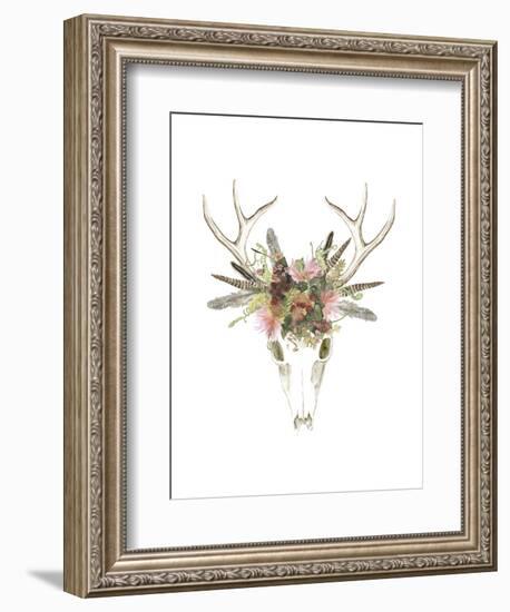 Deer Skull & Flowers I-Naomi McCavitt-Framed Art Print